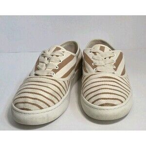Soludos Classic Lace Up Sneaker Women's Sz 10 - Preowned - Brown & White Stripes